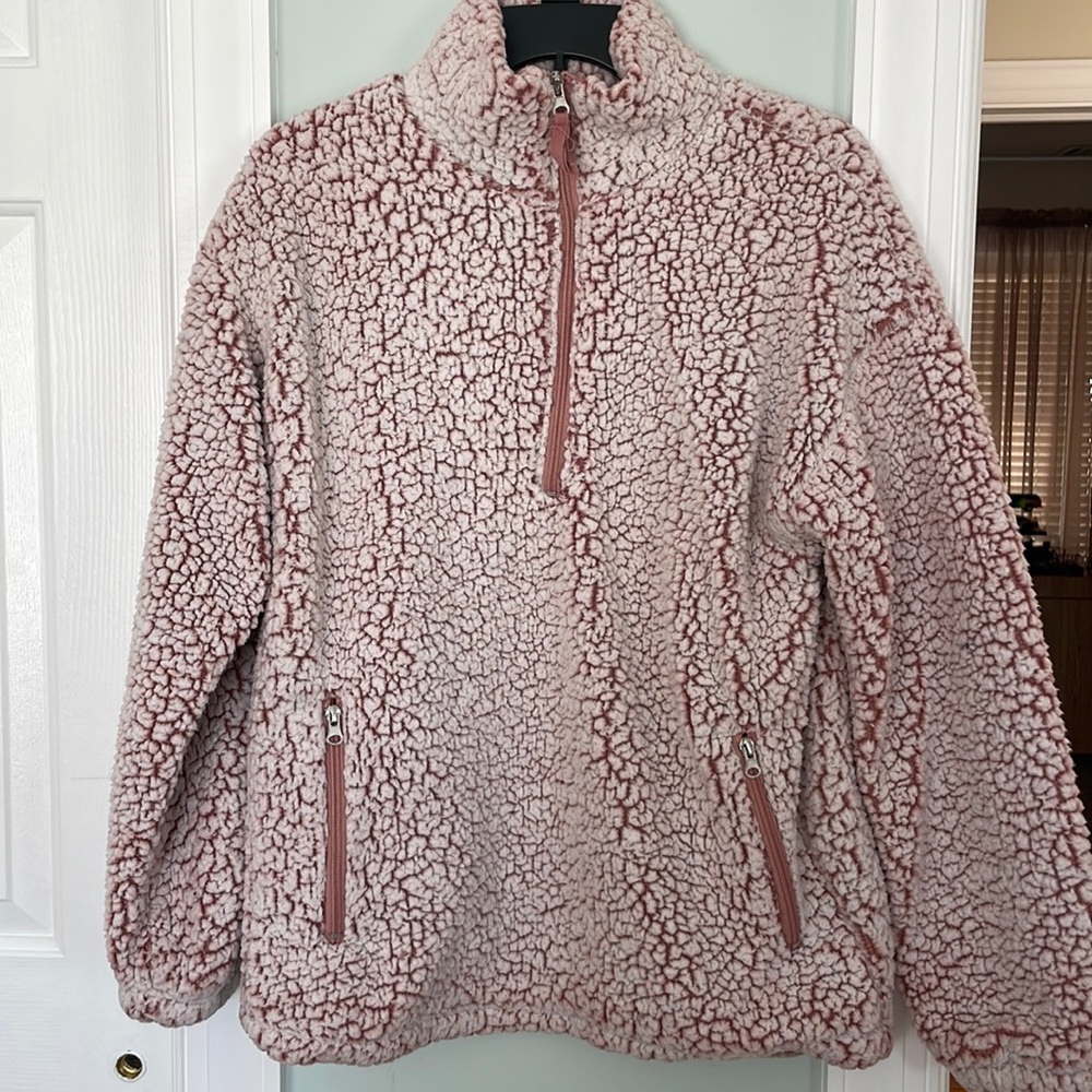 Forever 21 Pink Quarter Zip Sherpa Pullover